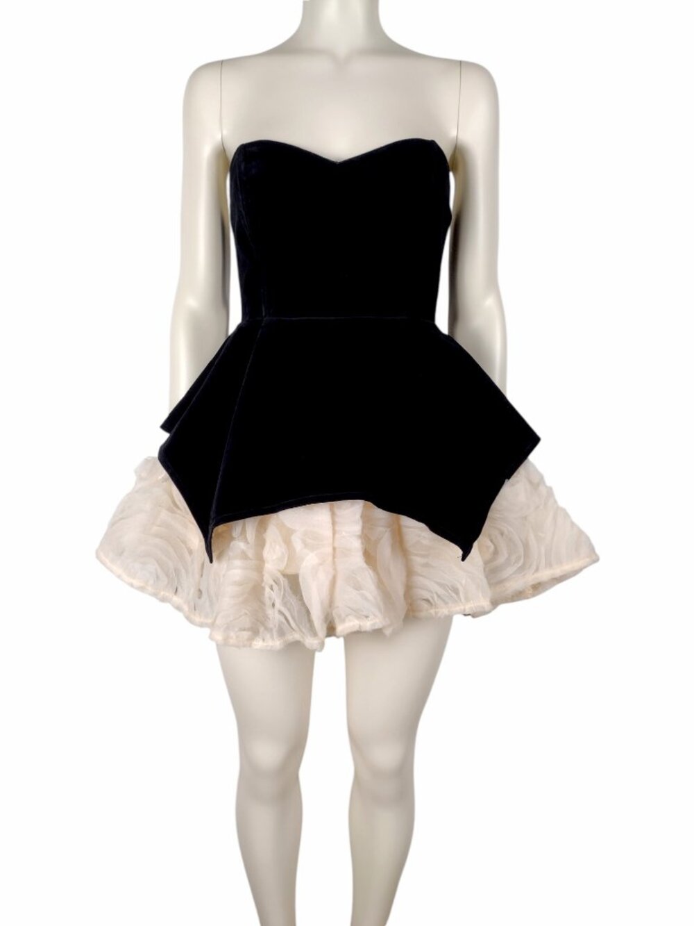 Fashion Nova Analina Black Velvet Strapless Tulle Skirt Mini Dress Size S NWT